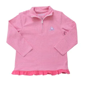 1/4 Zip Ruffle Pullover- Carriage