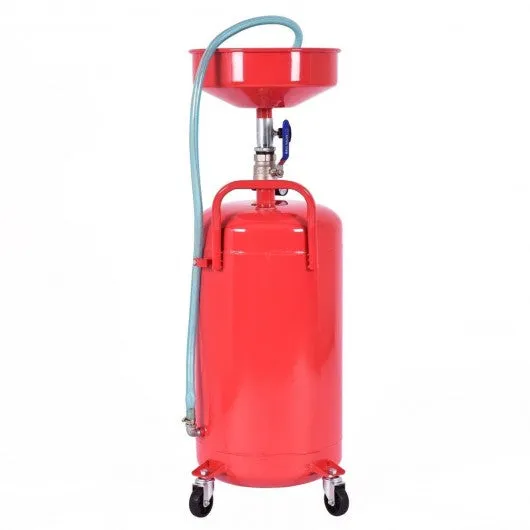 20 Gallon Waste Oil Drain Capacity Tank Air Operate Drainer Portable Wheel Hose