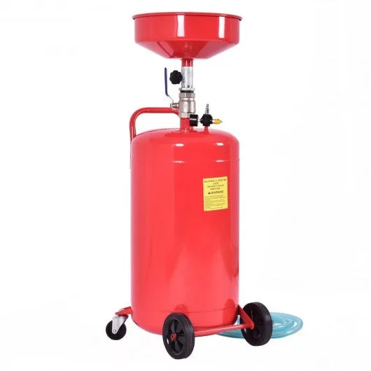 20 Gallon Waste Oil Drain Capacity Tank Air Operate Drainer Portable Wheel Hose