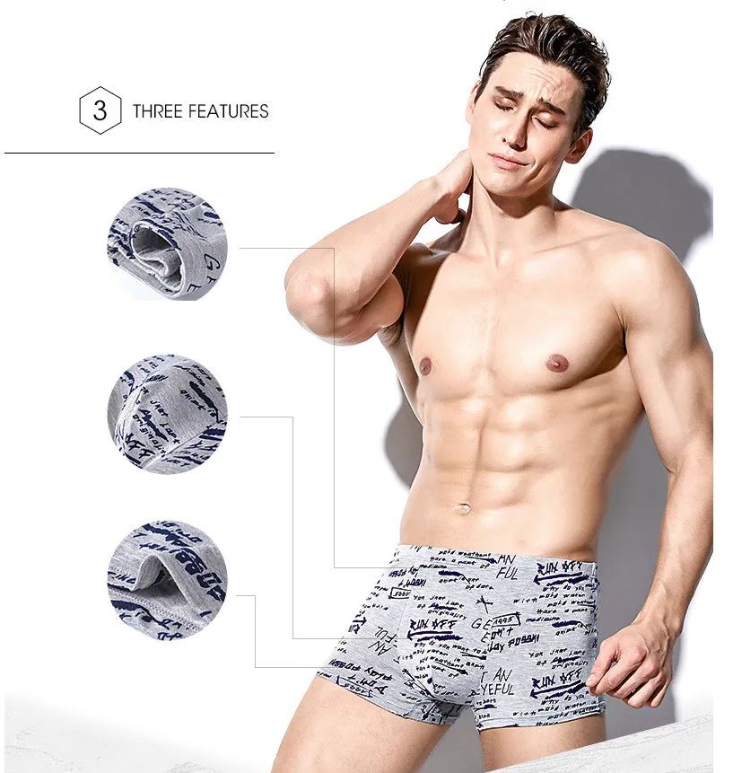 4 pack Men's Boxer Male Underwear Boxer Breathable Men Boxers Print Underpants Comfortable Trunks