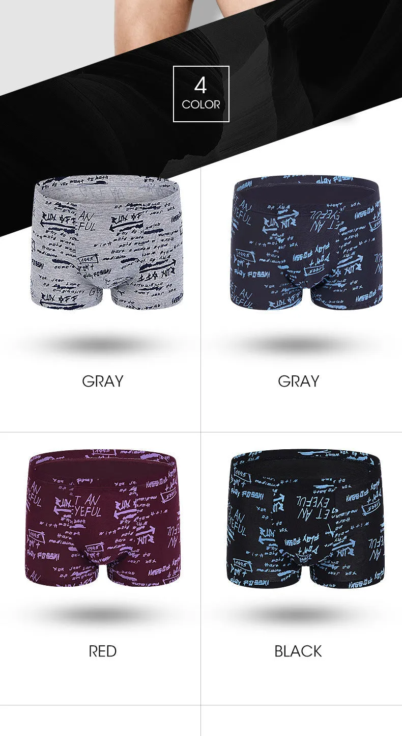 4 pack Men's Boxer Male Underwear Boxer Breathable Men Boxers Print Underpants Comfortable Trunks