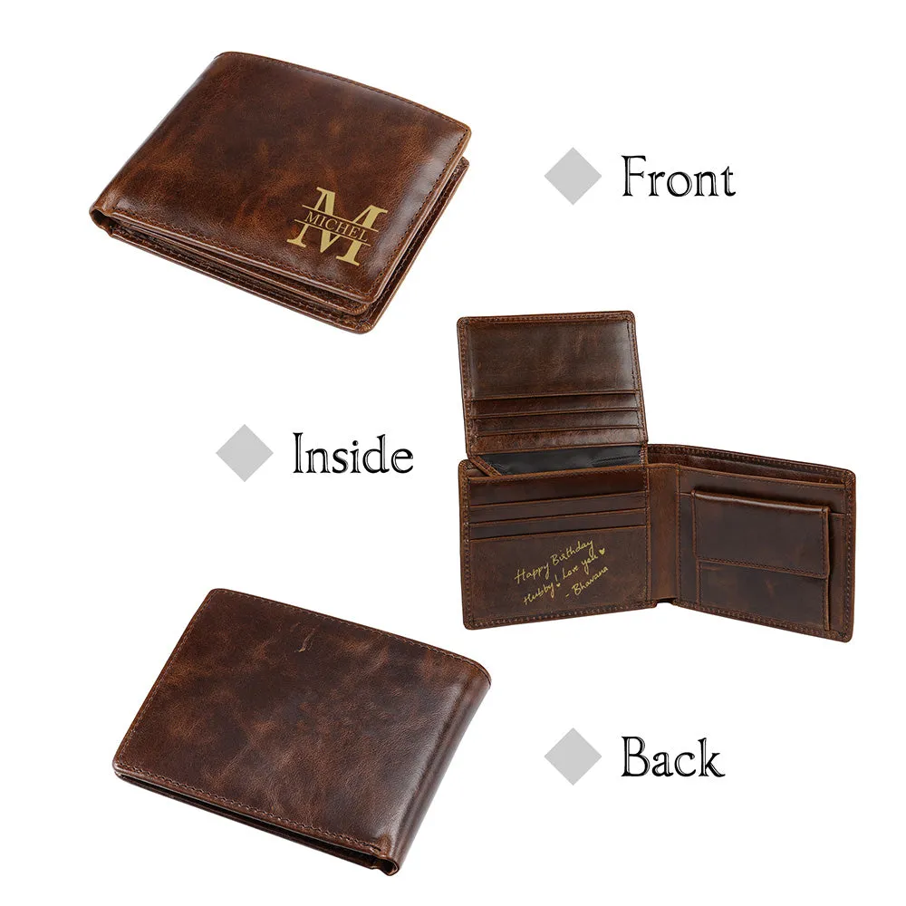 4FunGift® Custom Name/ Text Leather Wallet