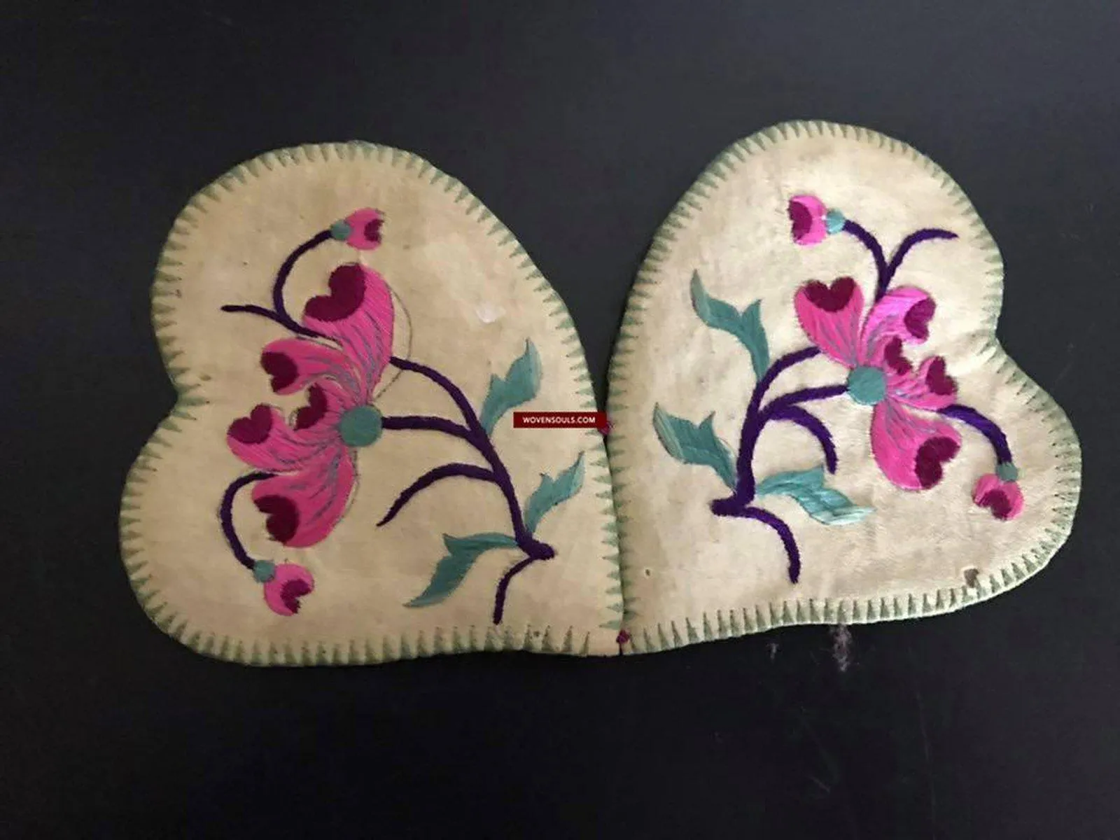 5004 Antique Chinese Infant's Silk Earmuffs with Embrodiery - GIFTED