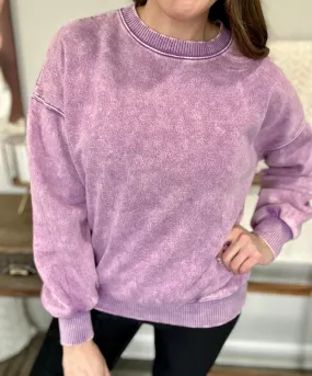 Acid Wash Pullover - Violet