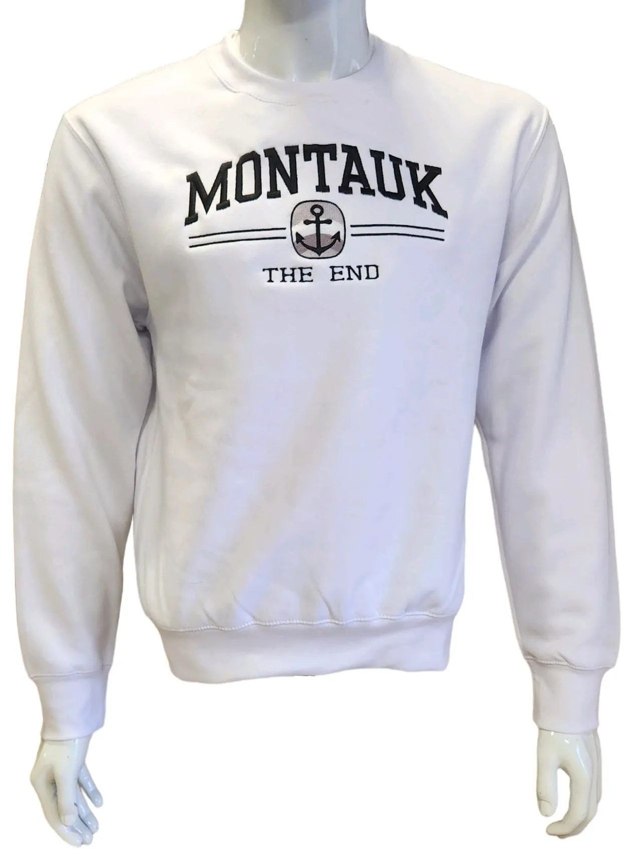 Adult Montauk The End Anchor Embroidered Pullover Crewneck