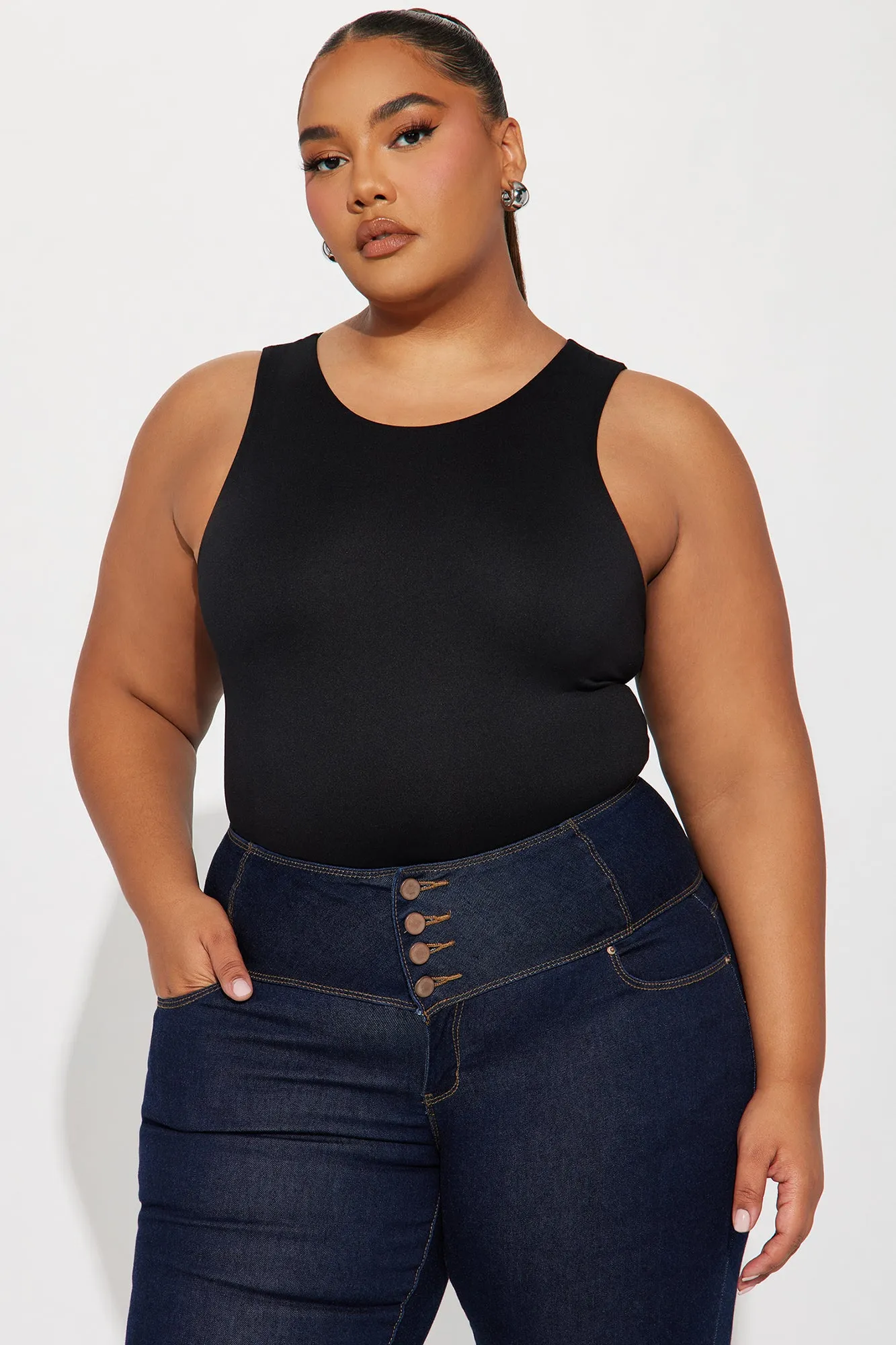 Aimee Double Lined Bodysuit - Black