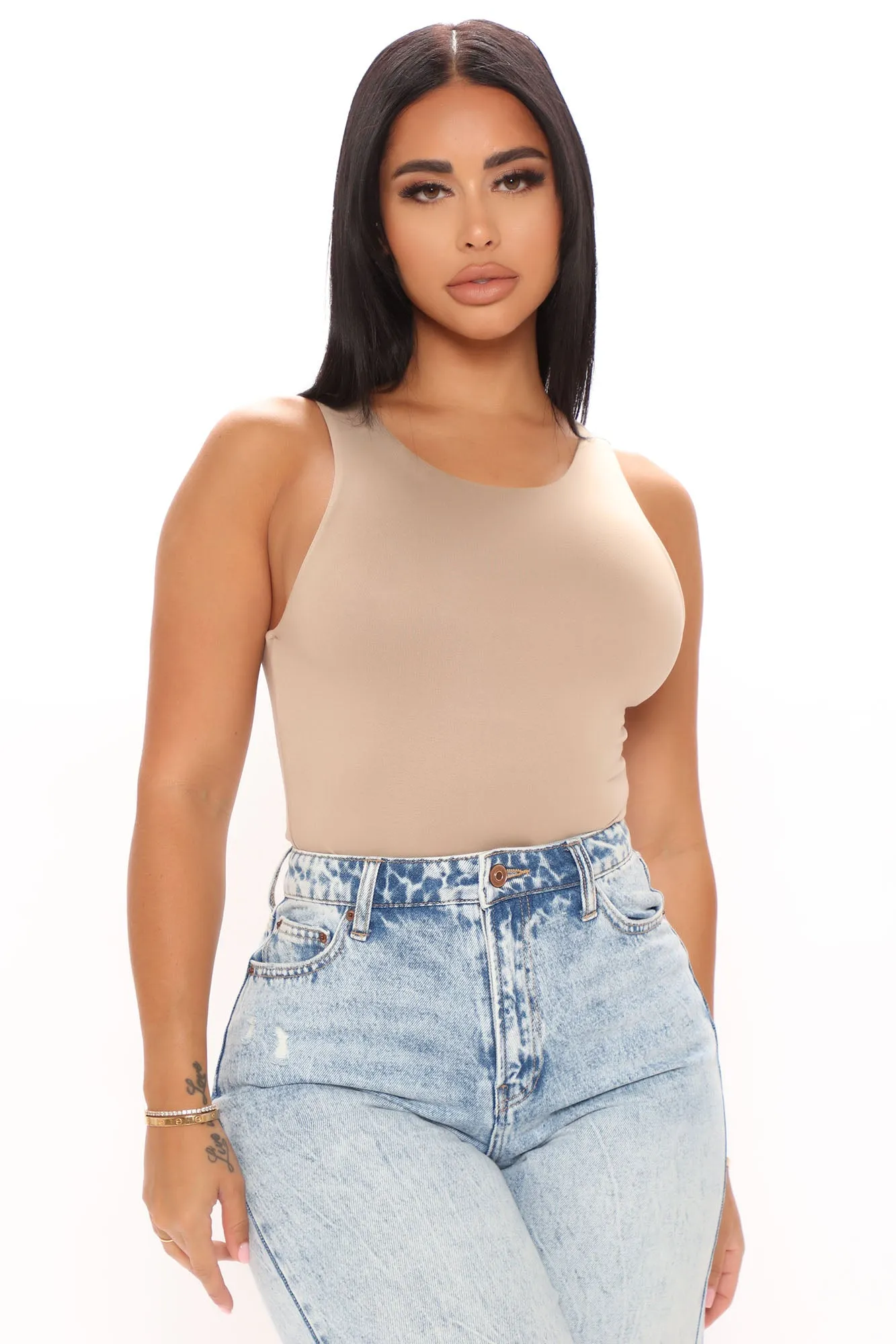 Aimee Double Lined Bodysuit - Taupe