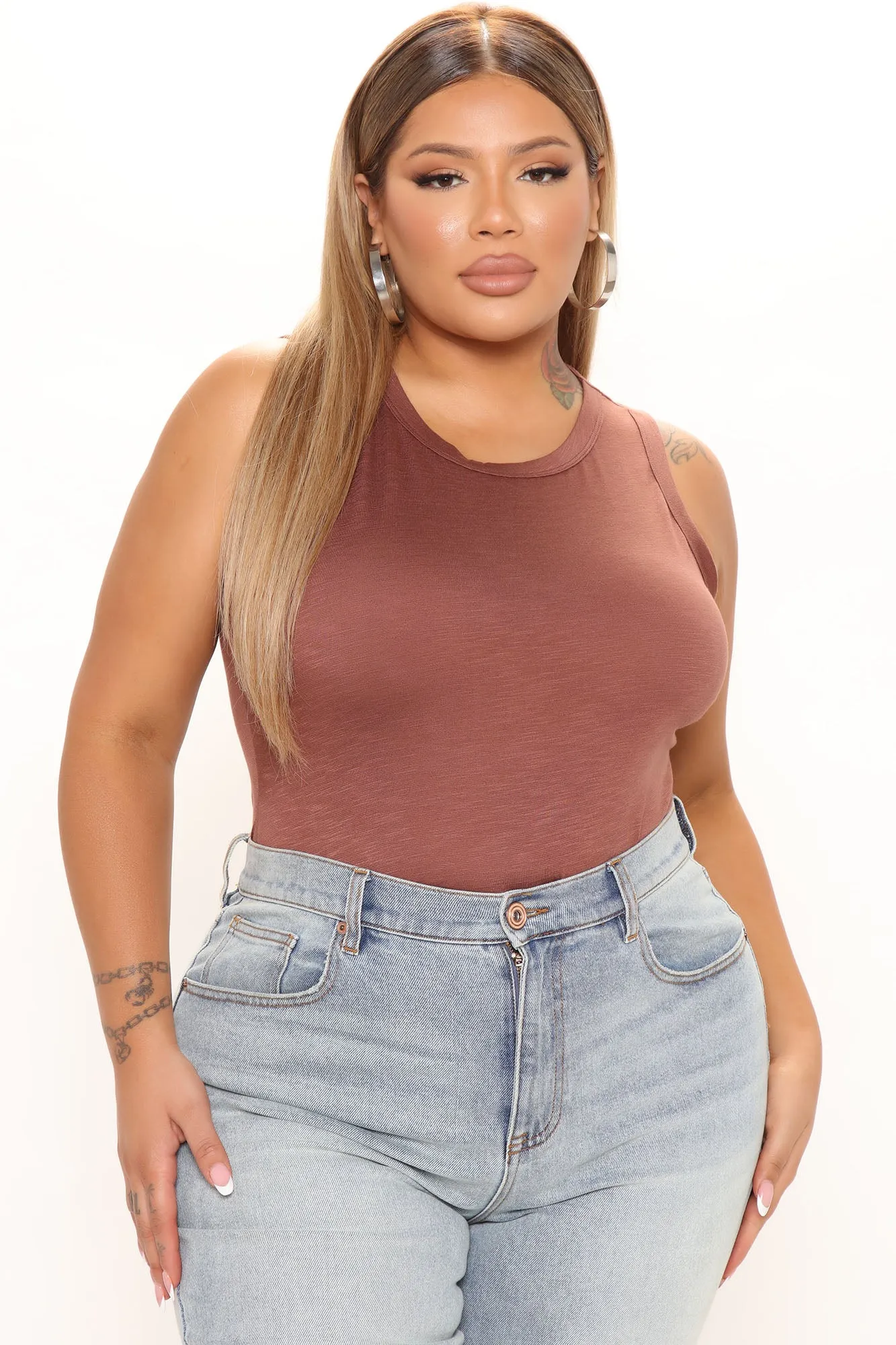 Alana Sleeveless Bodysuit - Brown