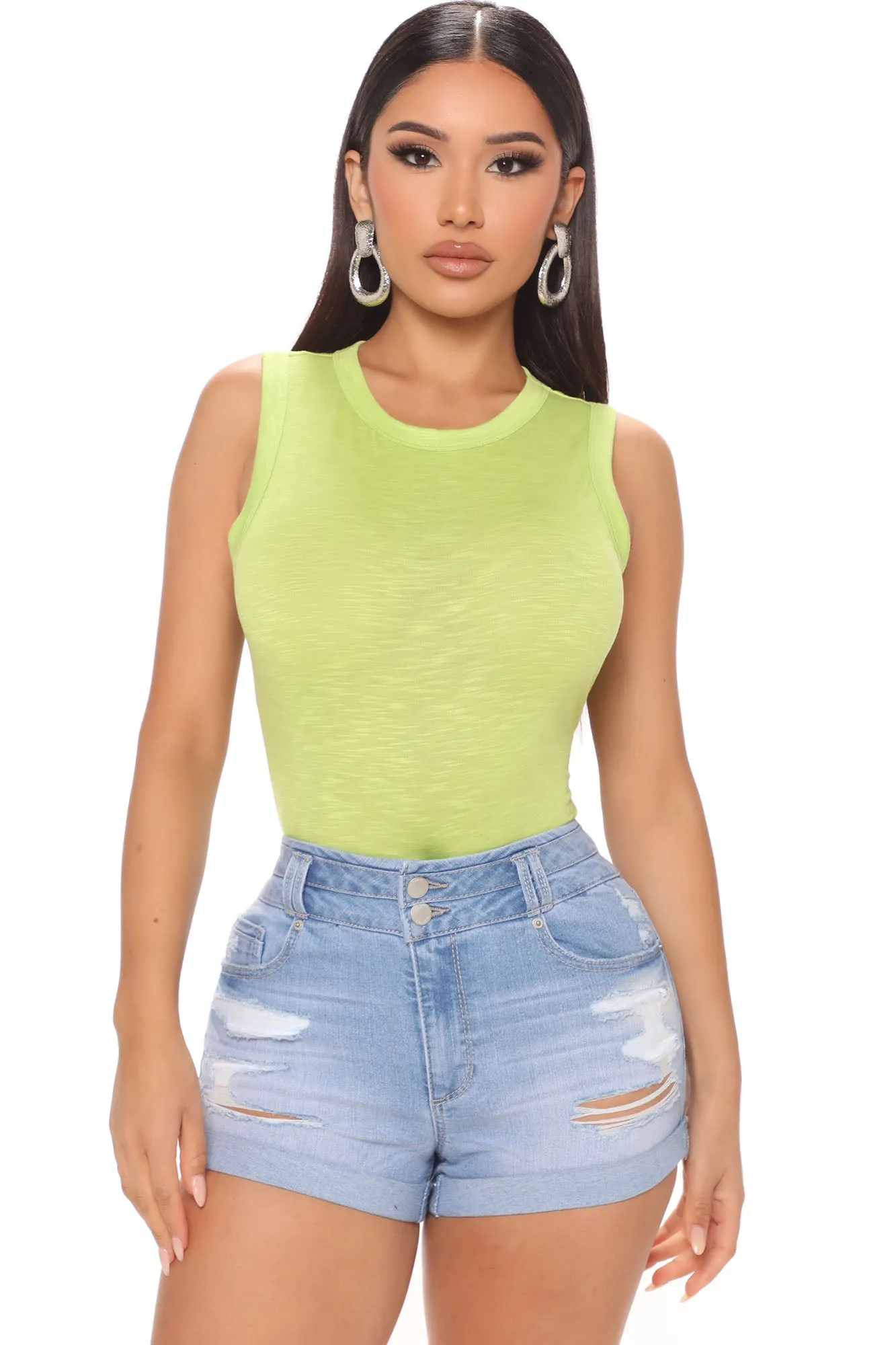 Alana Sleeveless Bodysuit - Lime