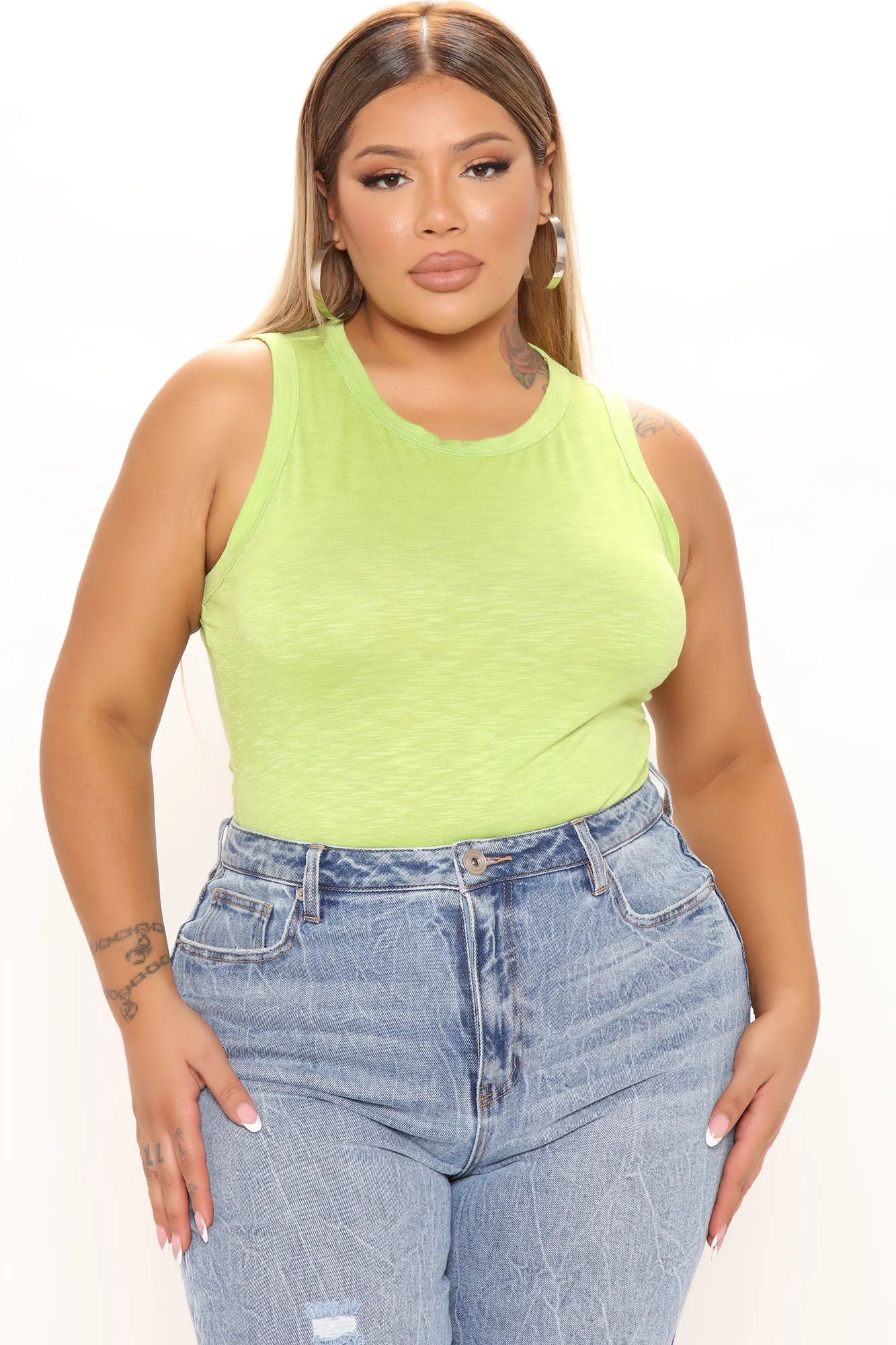 Alana Sleeveless Bodysuit - Lime