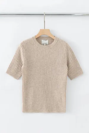 Aleger Cashmere Short Sleeve Tee in Champagne