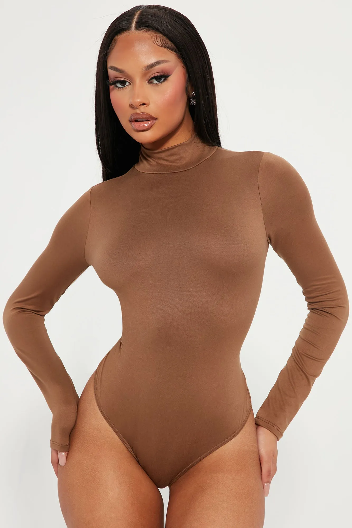 All Mocked Up Bodysuit - Mocha