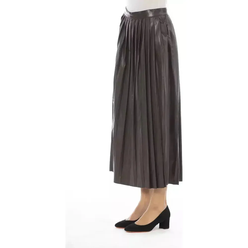 Alpha Studio Brown Polyethylene Women Skirt