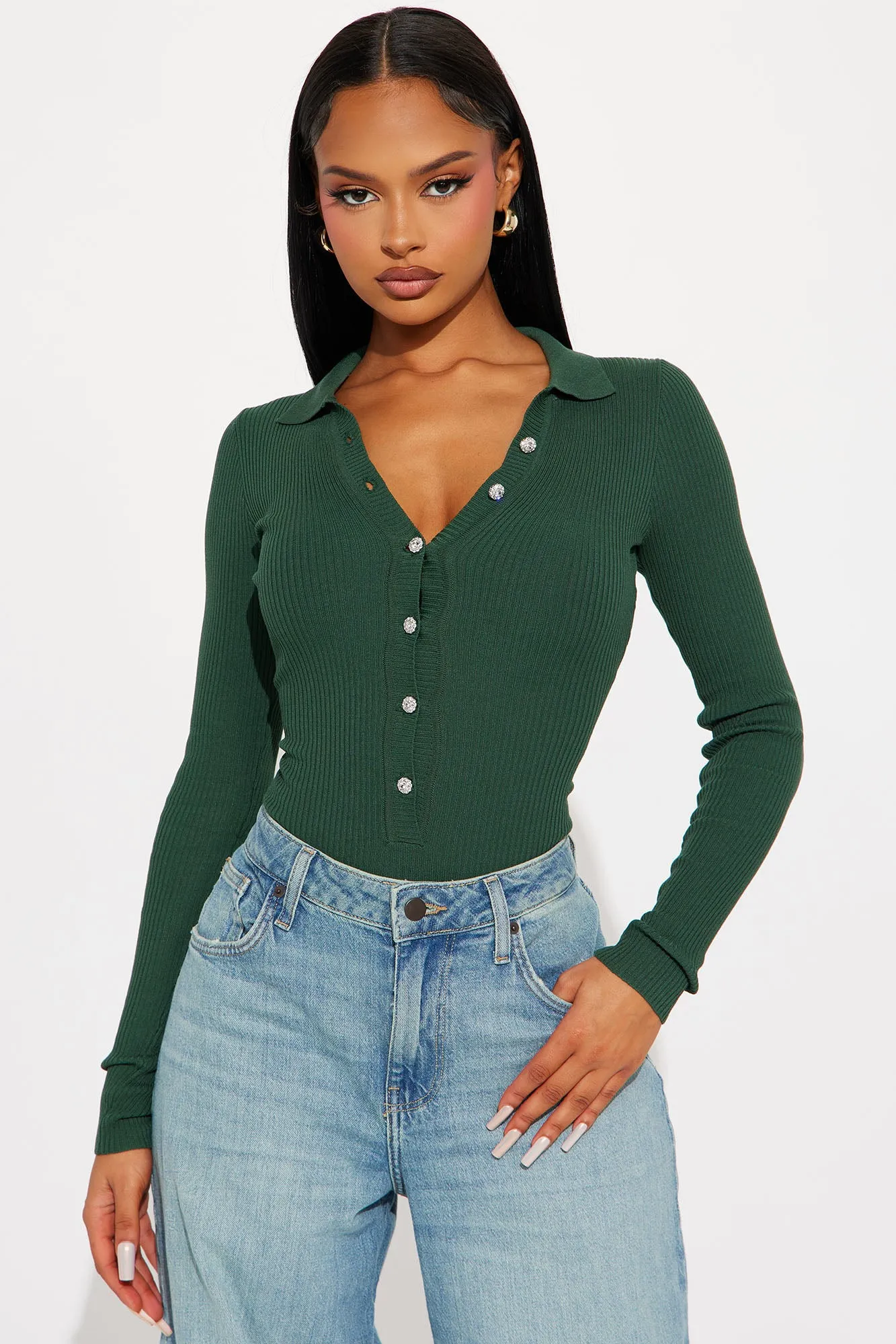 Amilia Sweater Bodysuit - Hunter