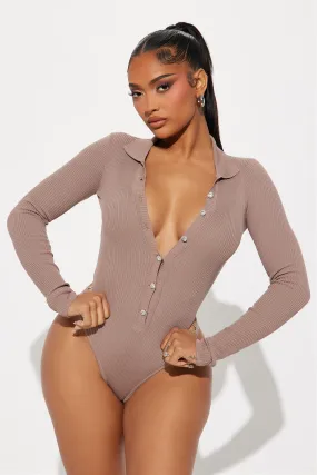 Amilia Sweater Bodysuit - Taupe