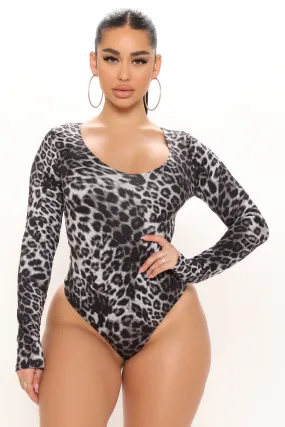 Animalistic Intrigue Bodysuit - Grey/Black