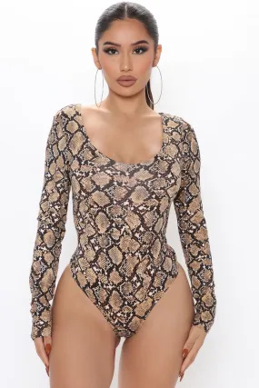 Animalistic Intrigue Bodysuit - Taupe/combo