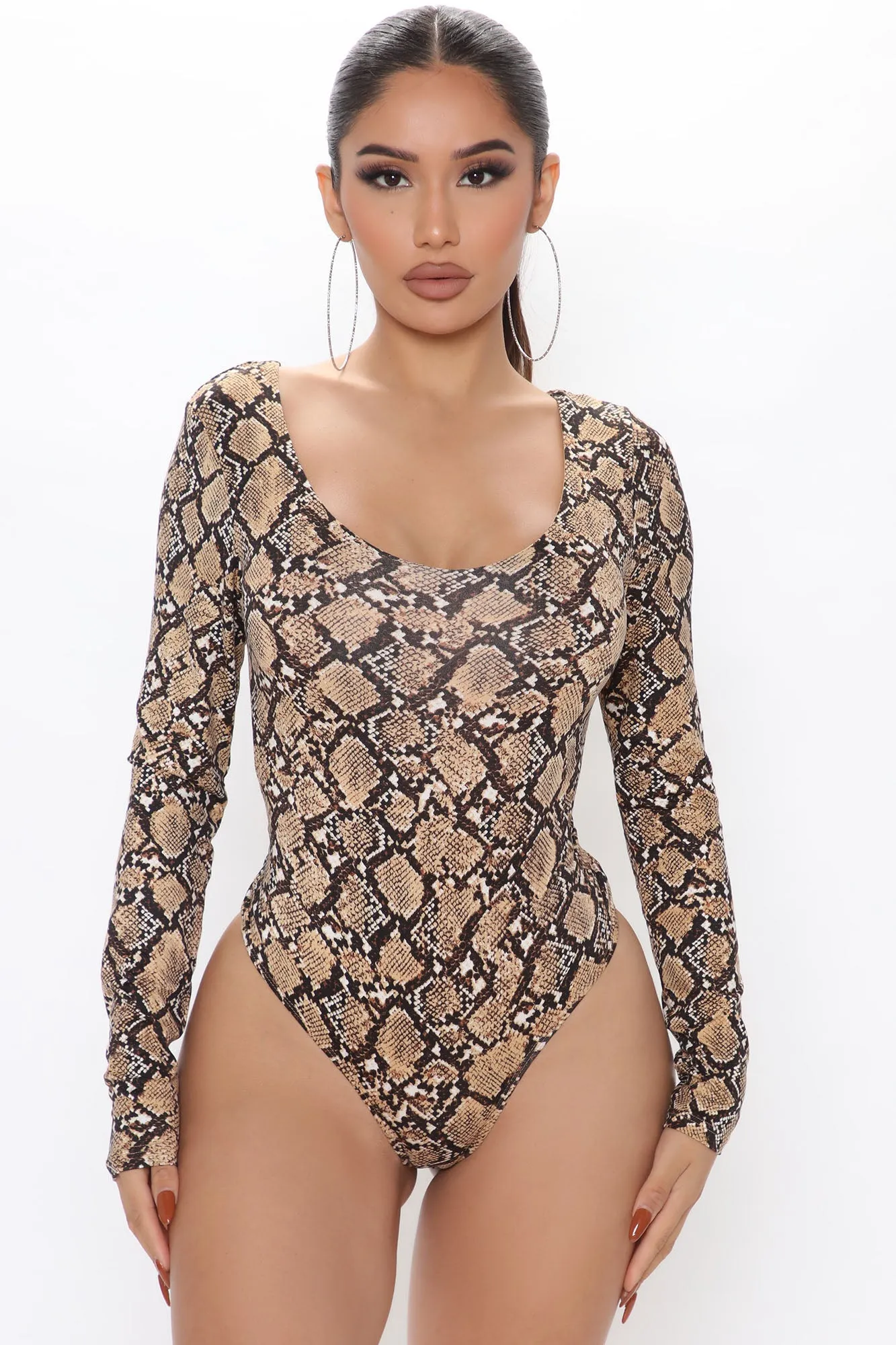 Animalistic Intrigue Bodysuit - Taupe/combo