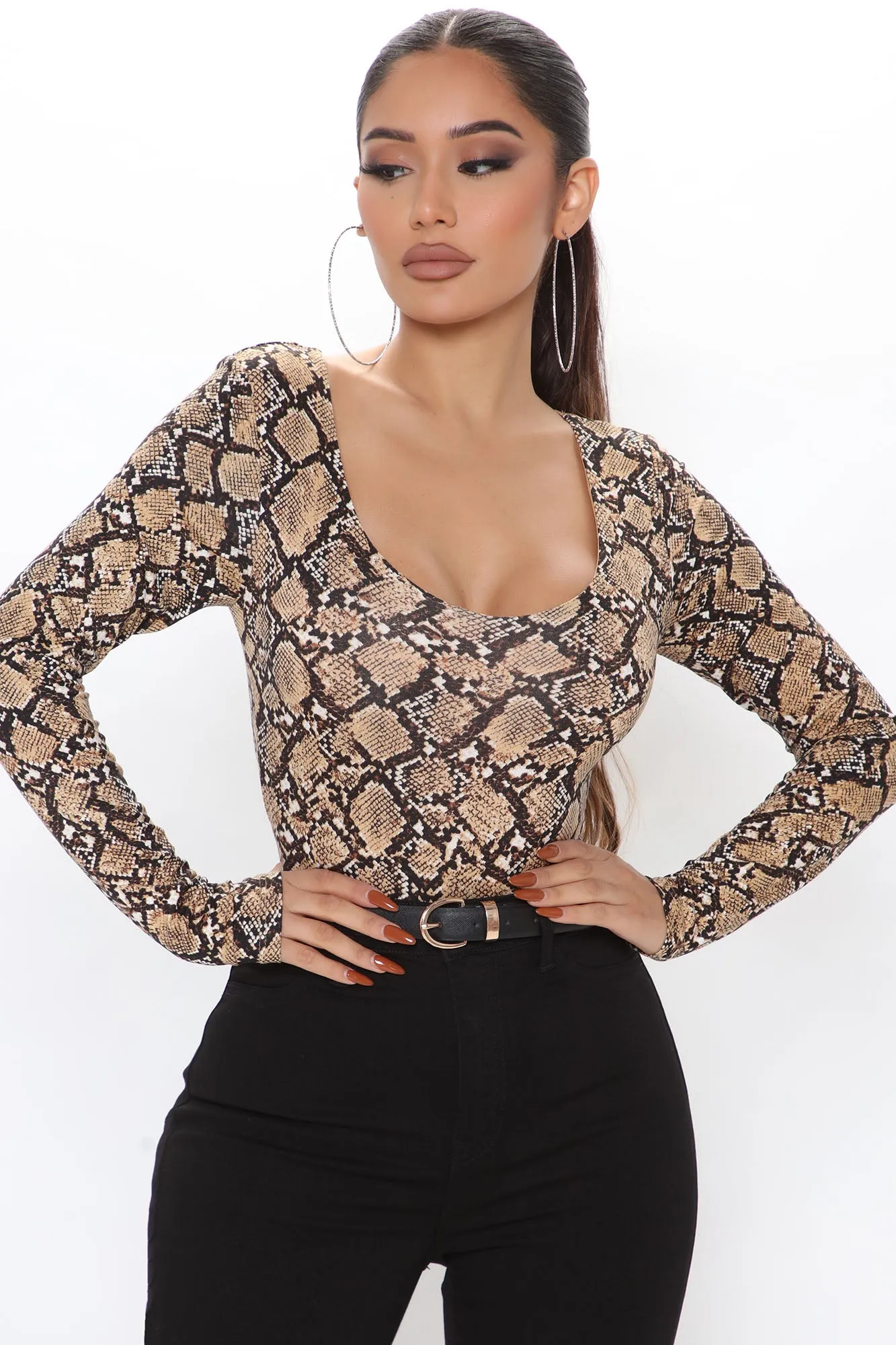 Animalistic Intrigue Bodysuit - Taupe/combo