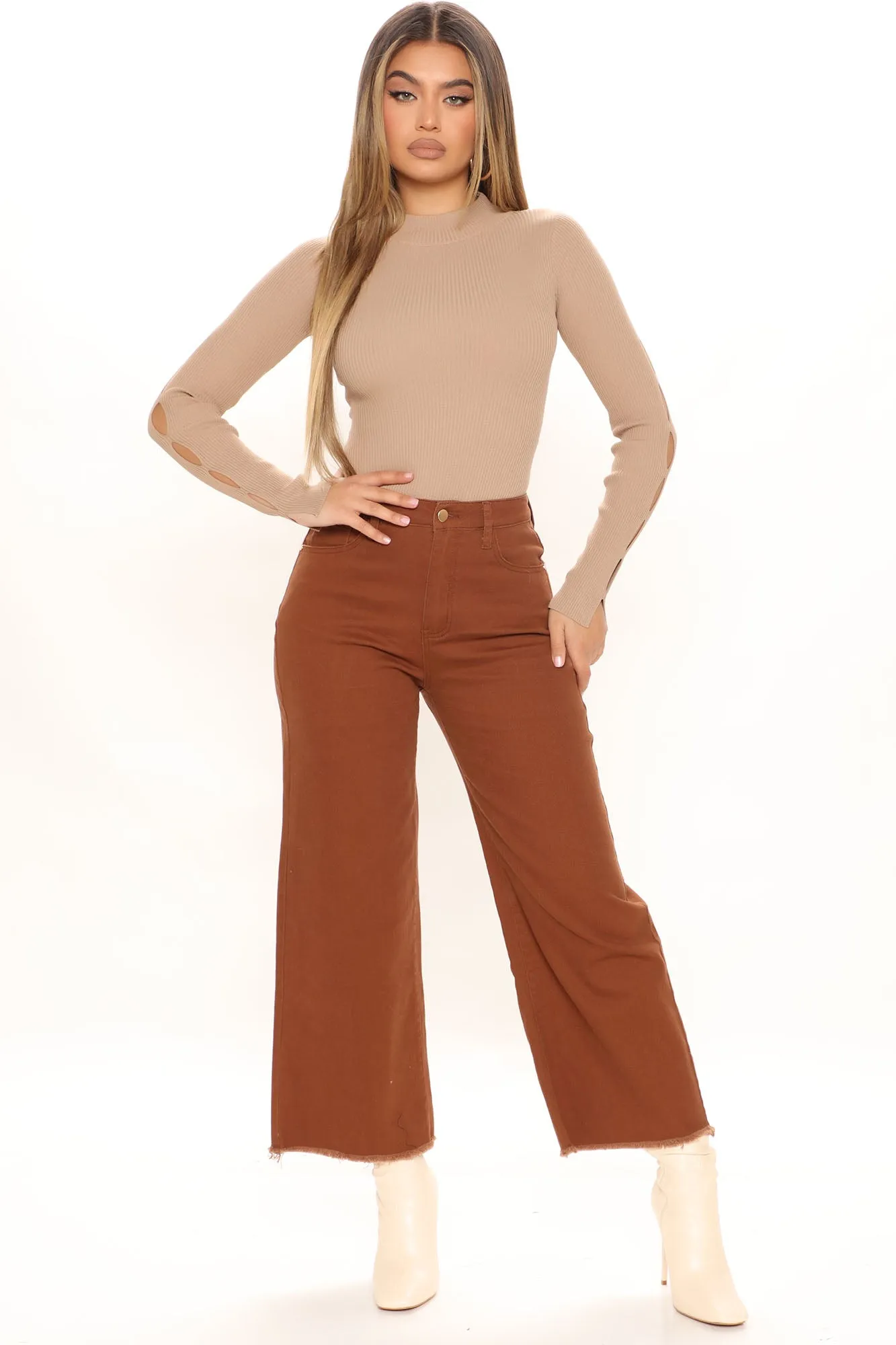 Anisa Cut Out Bodysuit - Taupe