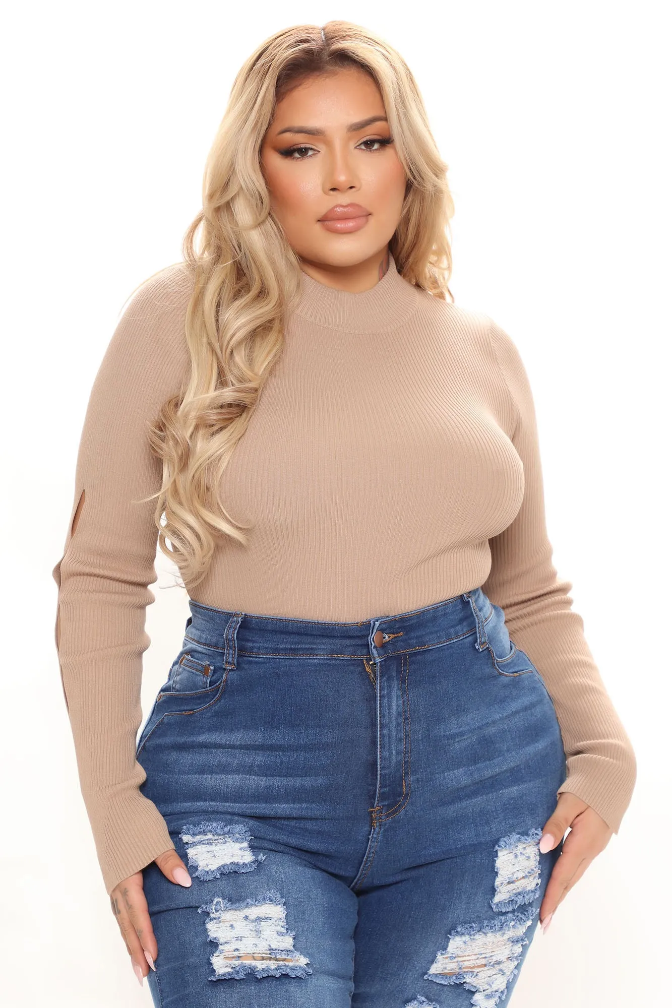 Anisa Cut Out Bodysuit - Taupe