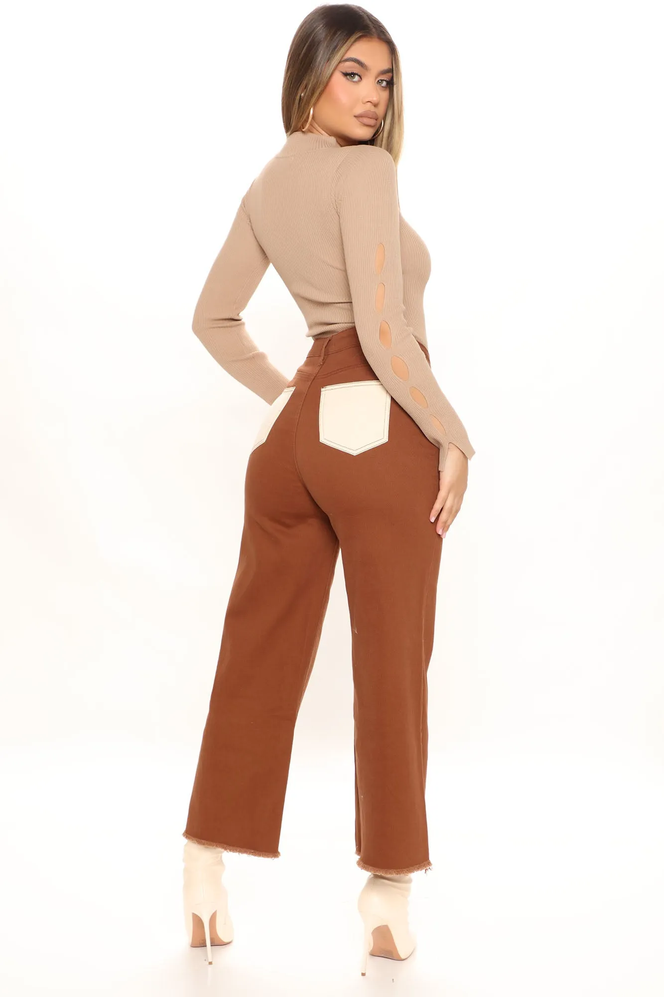 Anisa Cut Out Bodysuit - Taupe