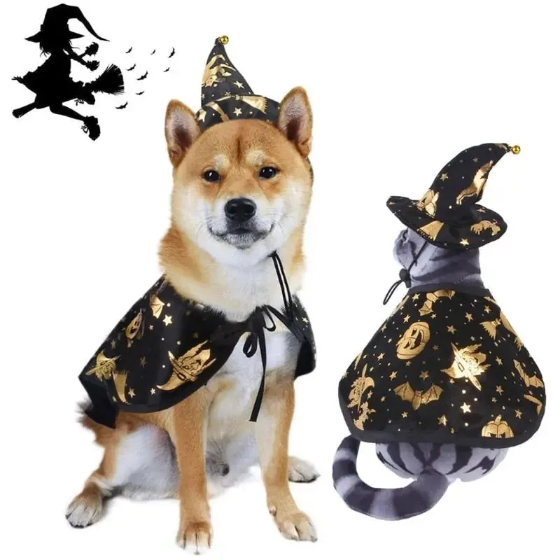 Anniepaw Halloween Pet Cape and Hat: Cosplay Cloak Costume for Christmas Suitable for Chihuahua and Small Dogs