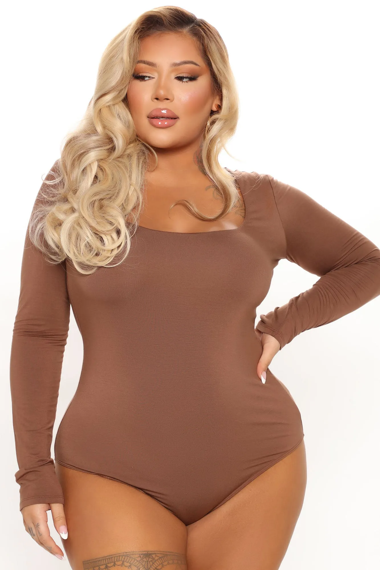 Anything But Square Long Sleeve Bodysuit - Brown