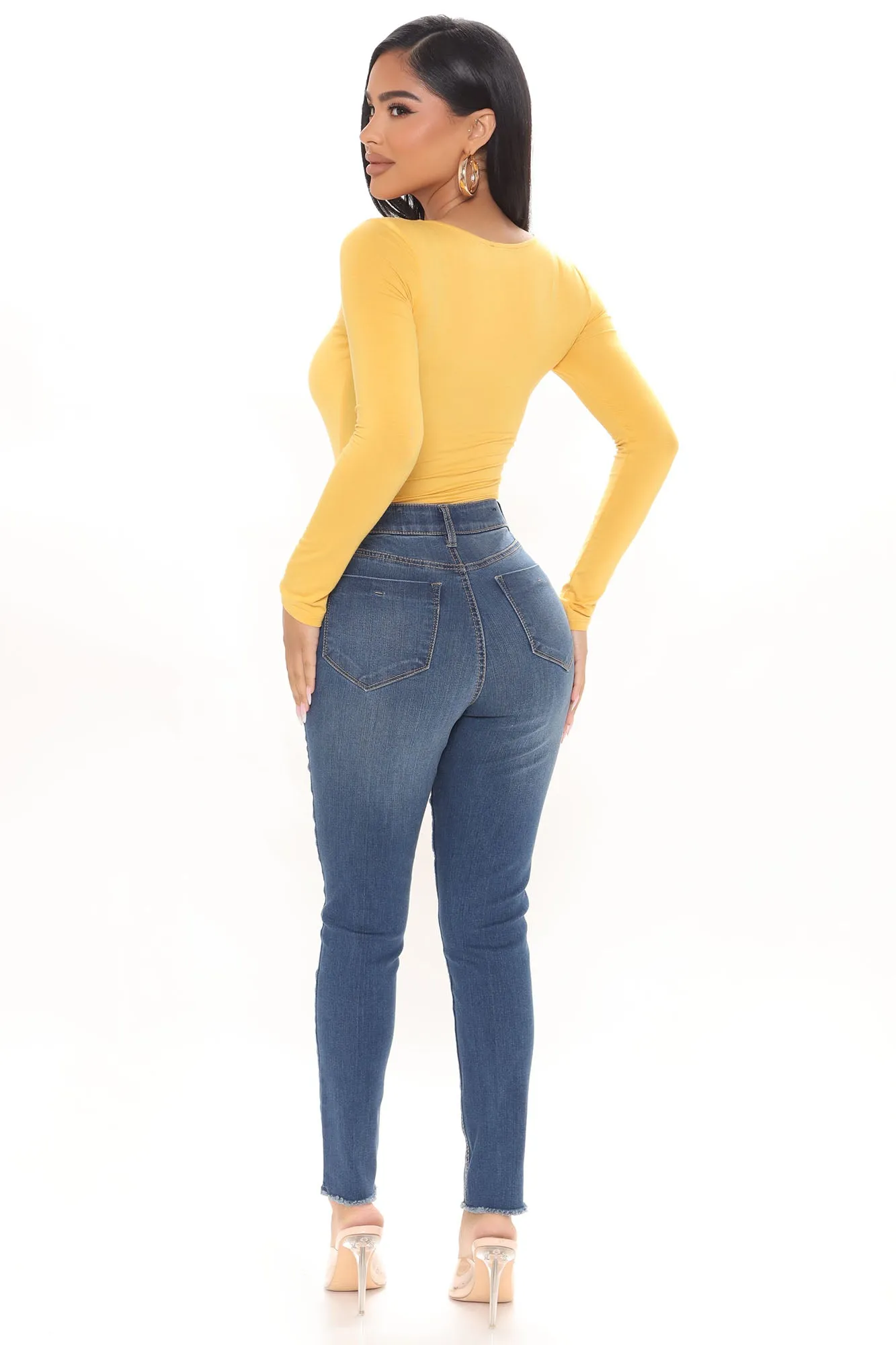 Anything But Square Long Sleeve Bodysuit - Mustard