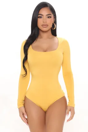 Anything But Square Long Sleeve Bodysuit - Mustard