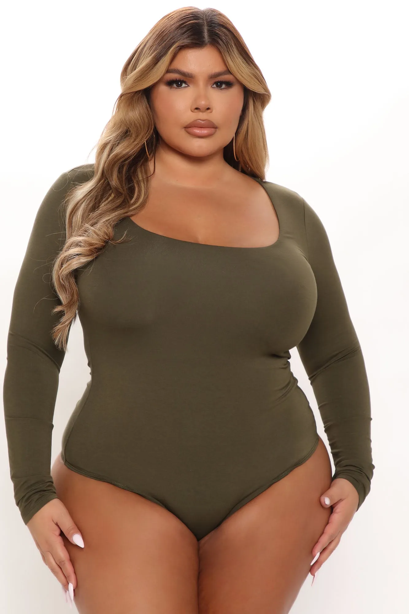 Anything But Square Long Sleeve Bodysuit - Olive