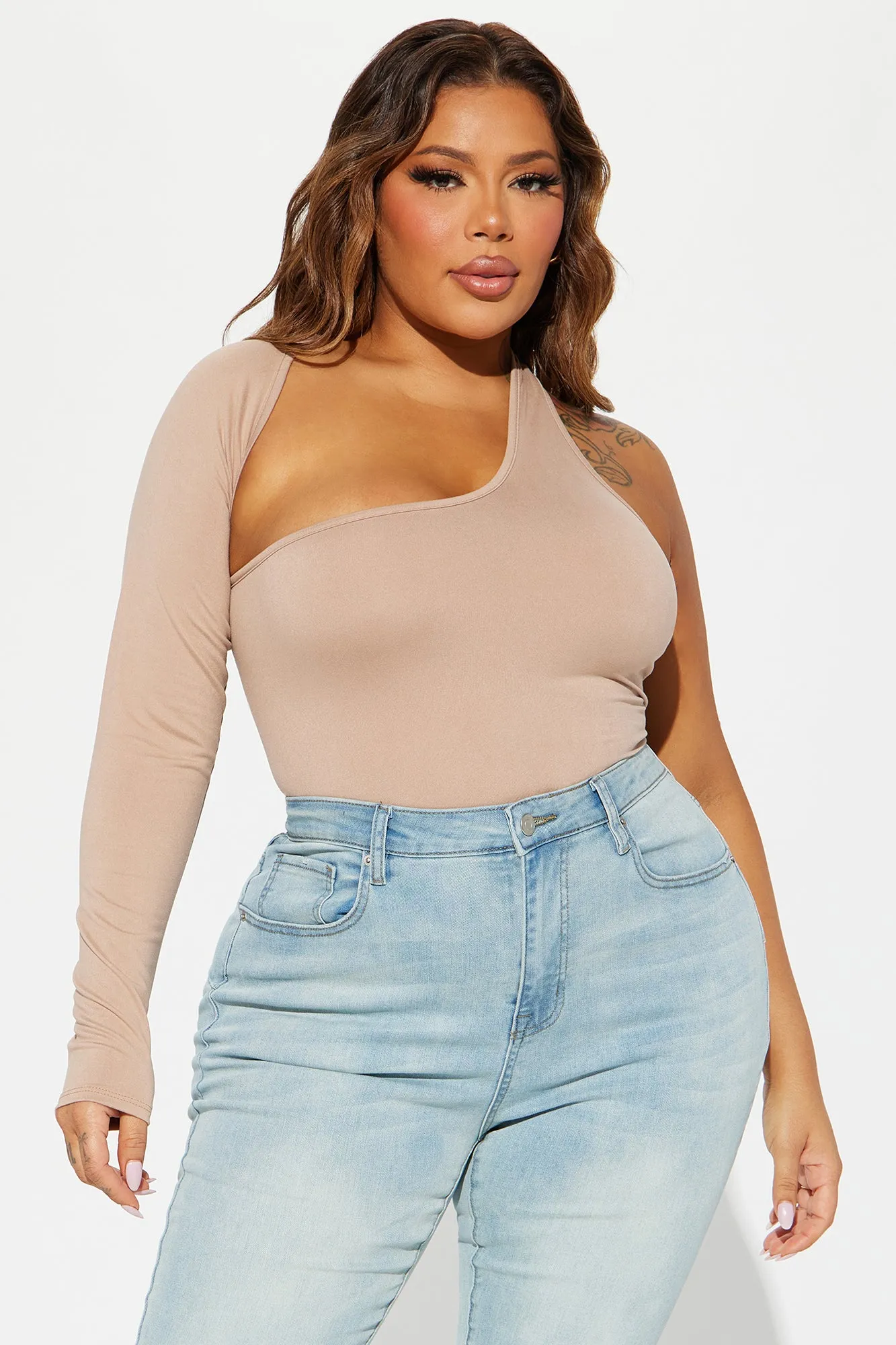 Arms Around Me Bodysuit - Taupe