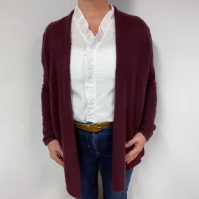 Aubergine Purple Cashmere Edge to Edge Cardigan Large