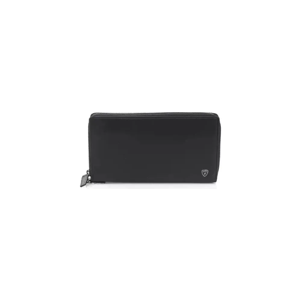 Automobili Lamborghini Black Calf Leather Men Wallet