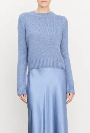 Azure Gem Plush Silk Crew Sweater