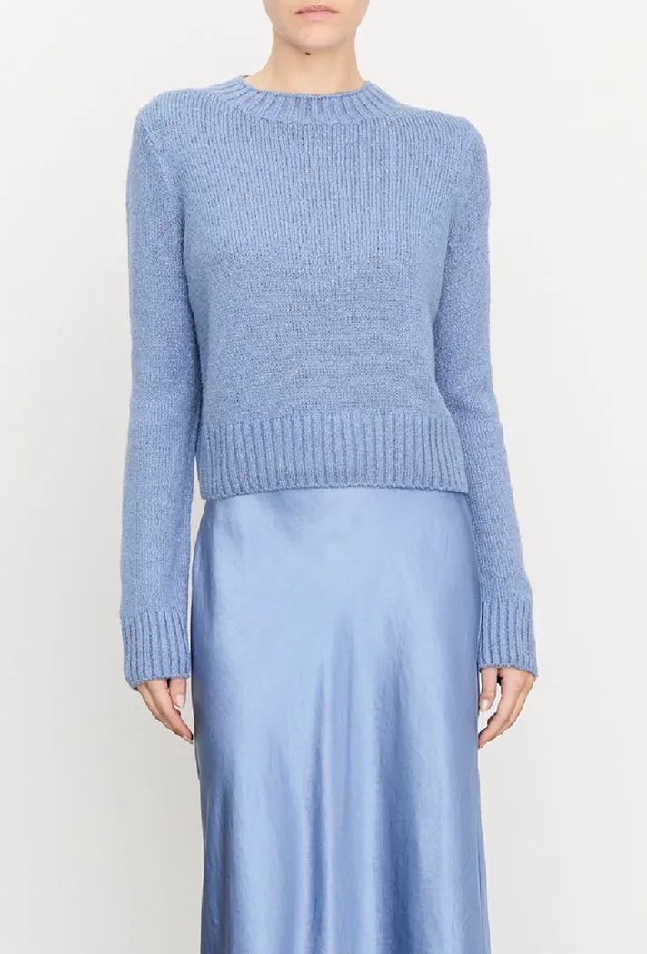 Azure Gem Plush Silk Crew Sweater