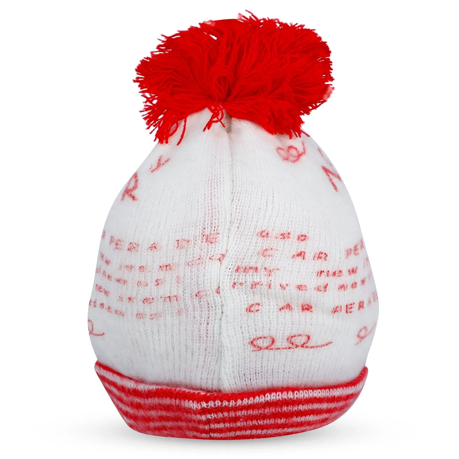 Baby Moo Car Pom Pom Breathable Beanie Warm Knitted Woollen Cap - Red