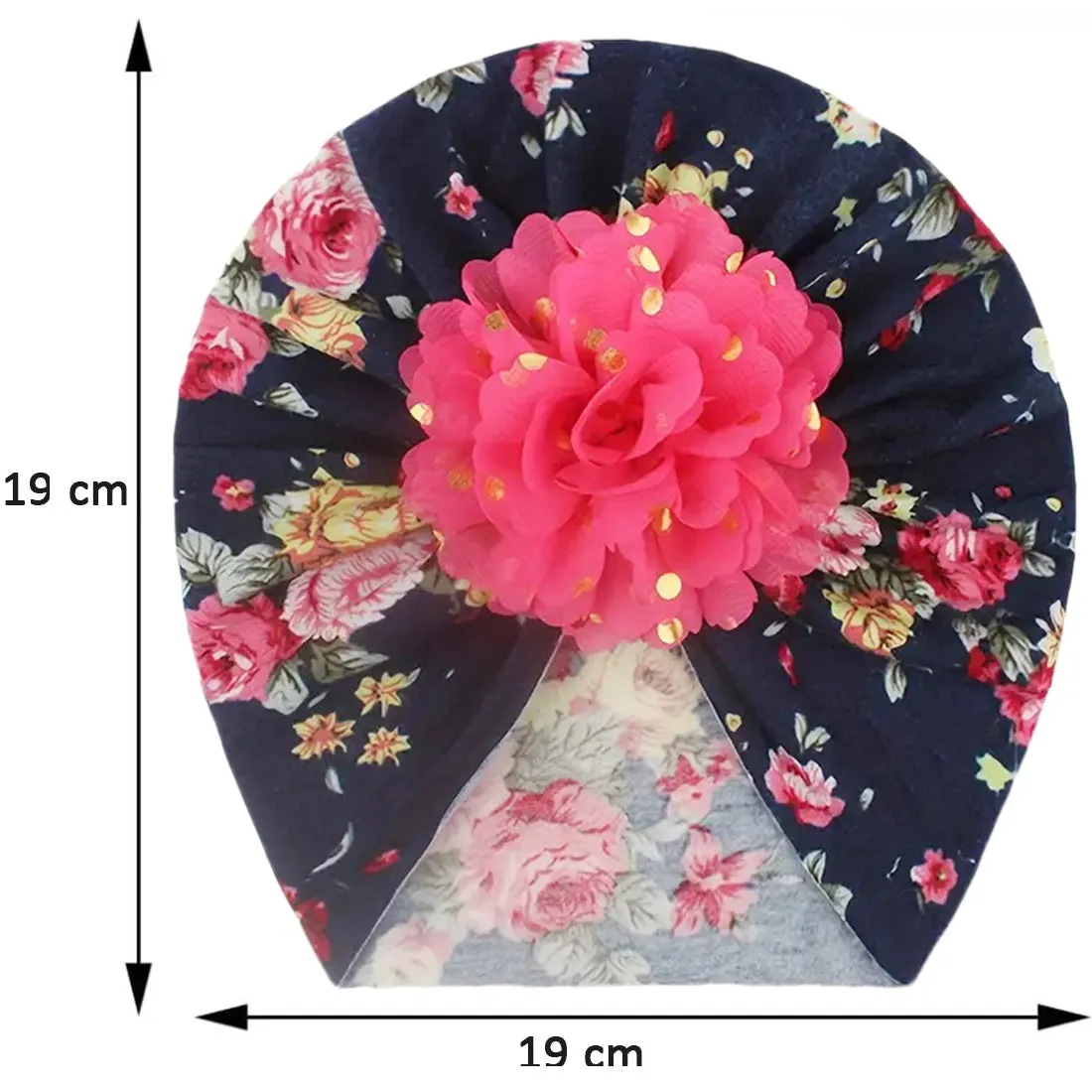 Babymoon Beanie Floral Turban Knot Kids Cap| Darkblue