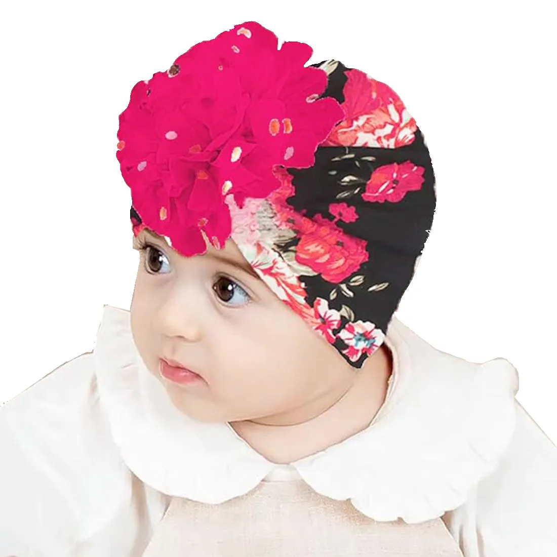 Babymoon Beanie Floral Turban Knot Kids Cap| Darkblue