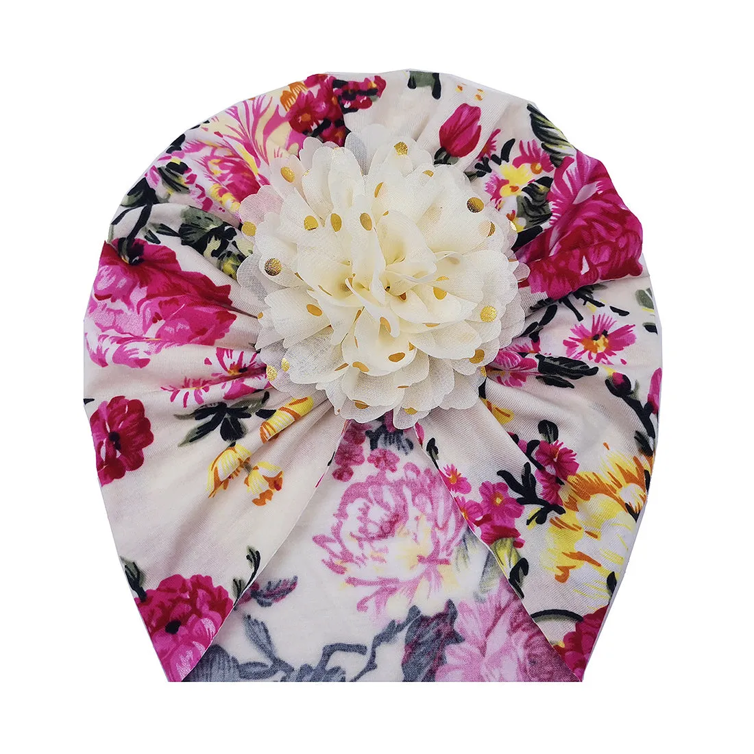 Babymoon Beanie Floral Turban Knot Kids Cap| Pack Of 2