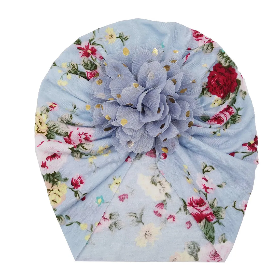 Babymoon Beanie Floral Turban Knot Kids Cap| Pack Of 5