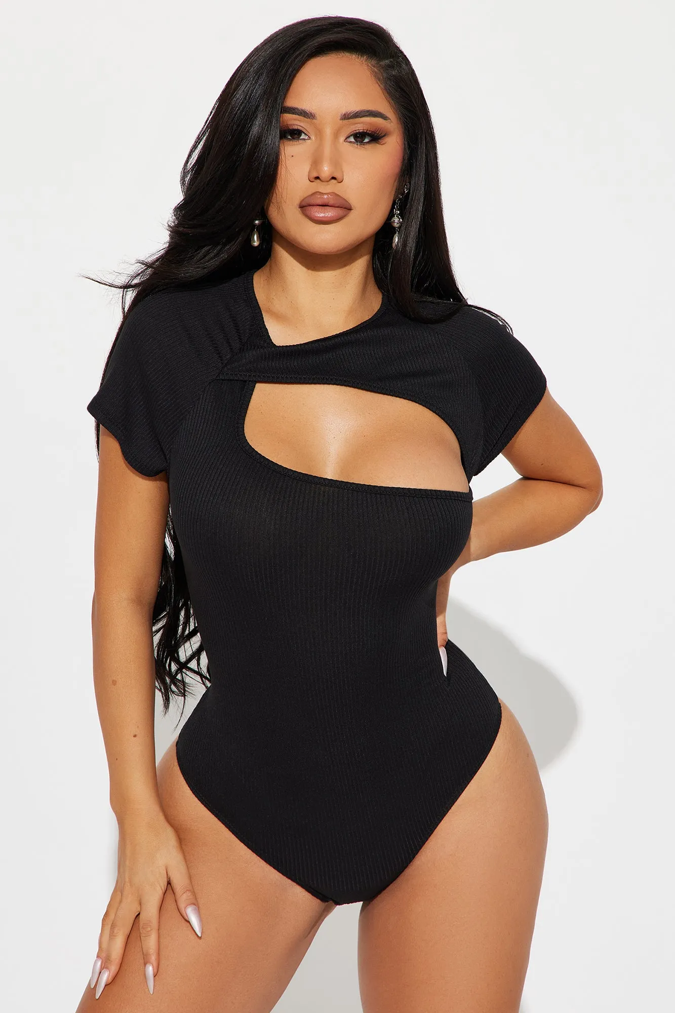 Back Again Short Sleeve Bodysuit - Black