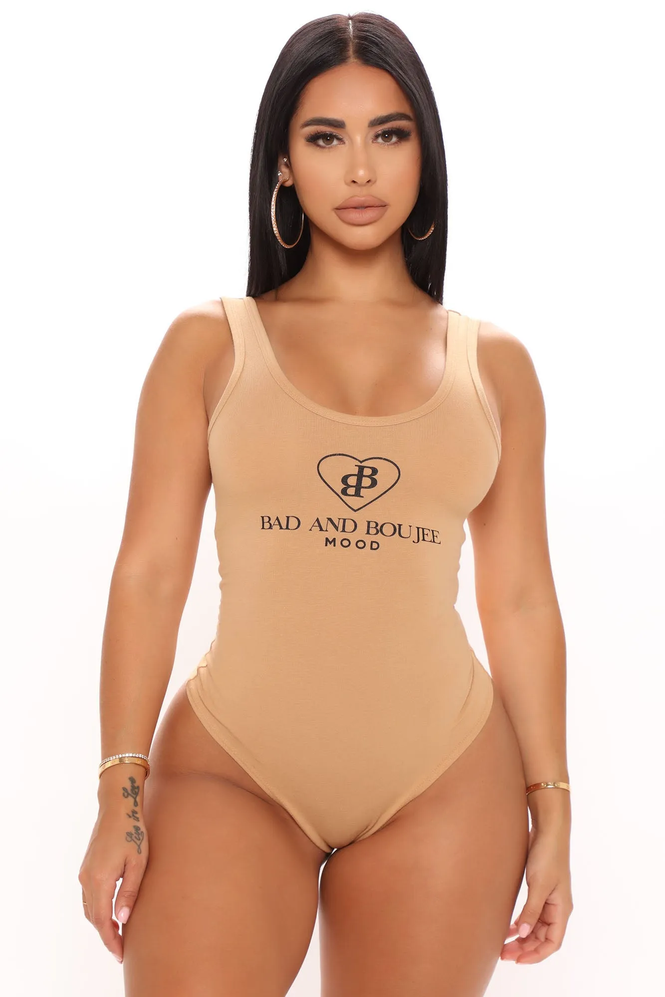 Bad And Boujee Low Back Bodysuit - Taupe