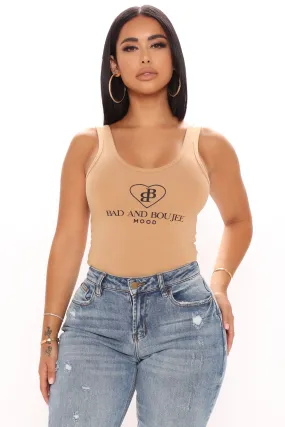 Bad And Boujee Low Back Bodysuit - Taupe