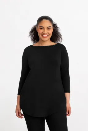 Bamboo Cotton Boat Neck Tunic | Black