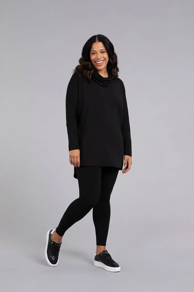 Bamboo Cotton Nu Cinch Cowl Tunic | Black