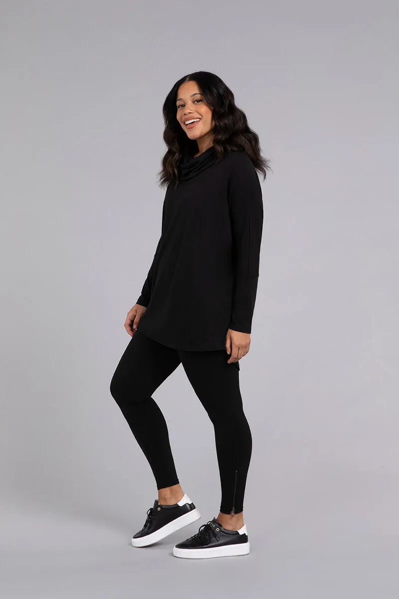 Bamboo Cotton Nu Cinch Cowl Tunic | Black