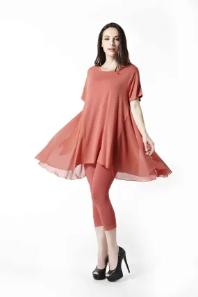 Bamboo Natural Fabric Tunic With Chiffon On Side