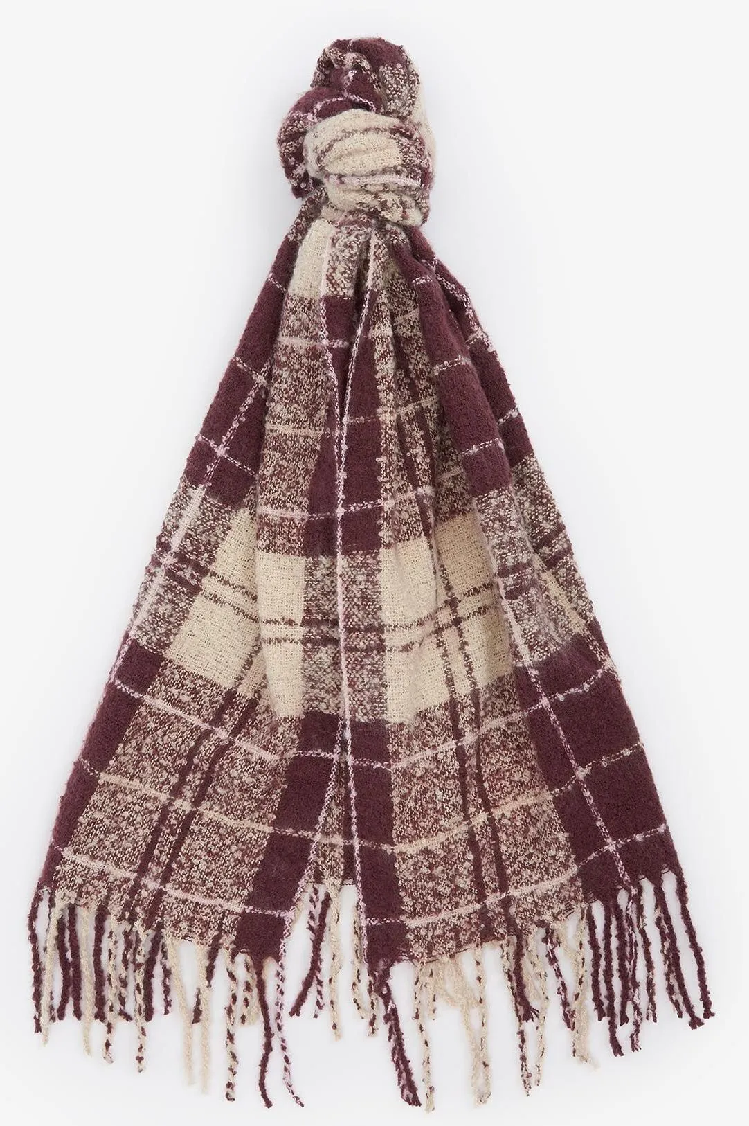 Barbour Beanie and Tartan Scarf Saltburn Gift Set in Maroon Carbernet LGS0077PU51