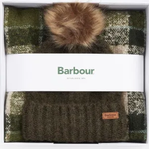 Barbour Saltburn Beanie Hat and Tartan Scarf Gift set in Ancient Loden LGS0077GN71